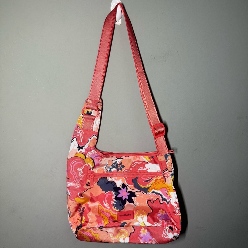 Vera Bradley Reactive Vibrant Pink and Orange Floral Crossbody